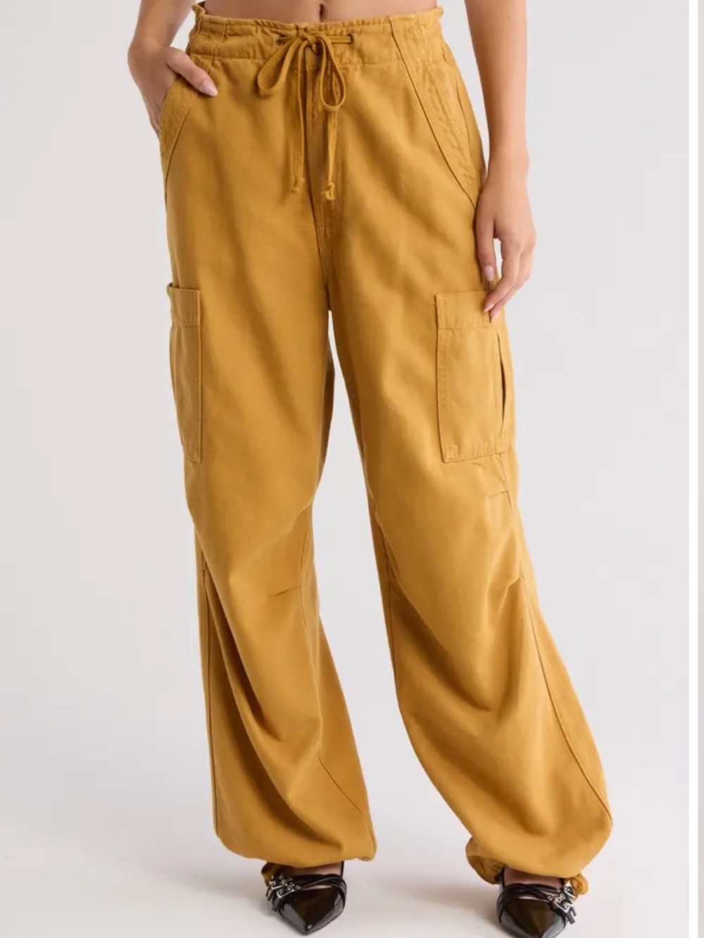Mother Denim Cargo Baggy Jeans 90's High Rise Designer Wide Leg